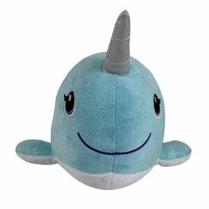 Build-A-Bear BAB Plush Light Blue Sparkle Narwhal Unicorn Of Sea‎ 17"